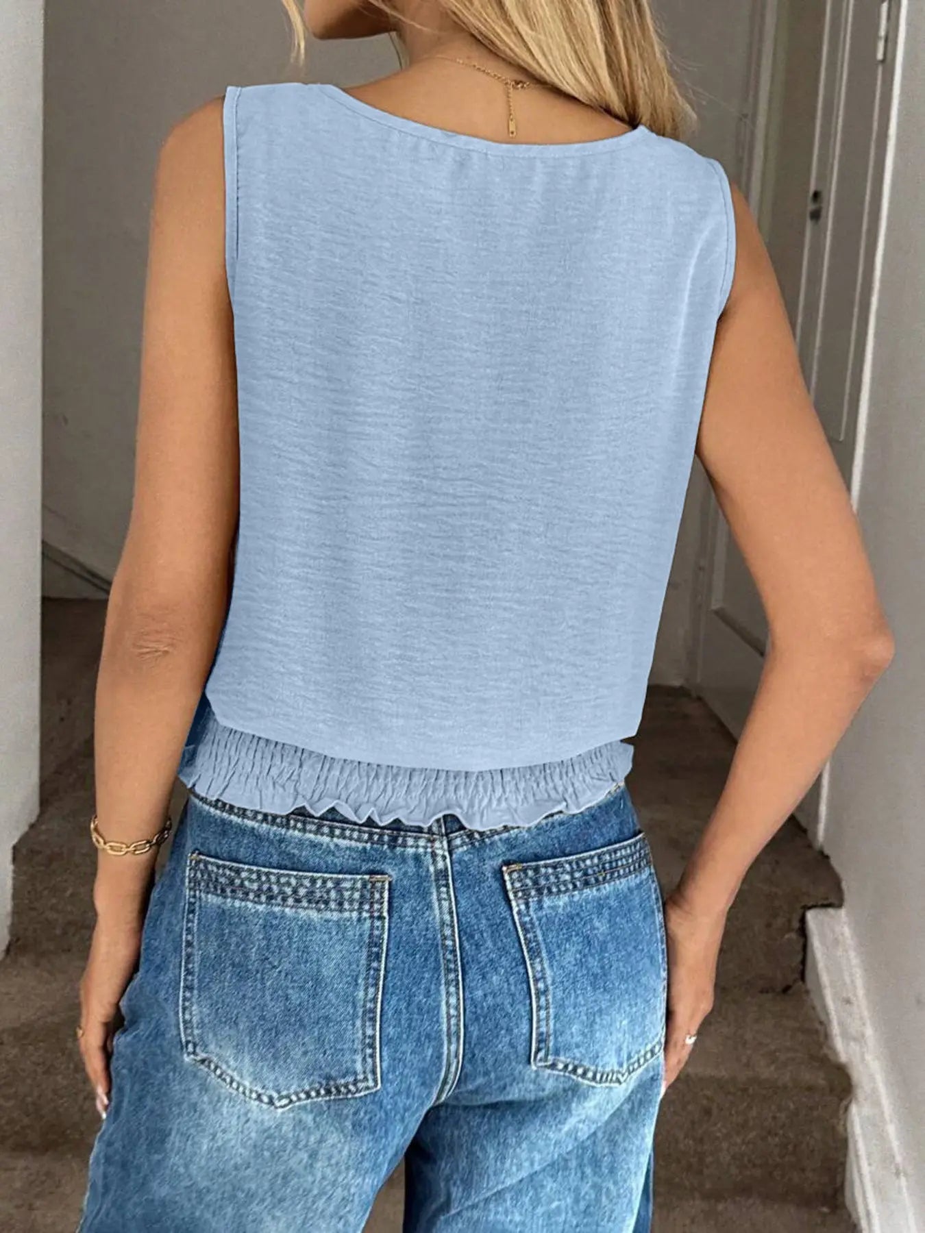 Smocked Waist Round Neck Tank  Style Ratio
