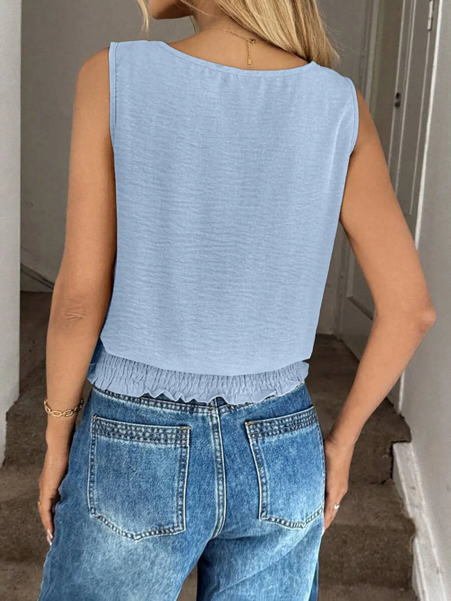 Smocked Waist Round Neck Tank  Style Ratio