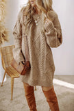 Cable-Knit Round Neck Sweater Dress  Style Ratio