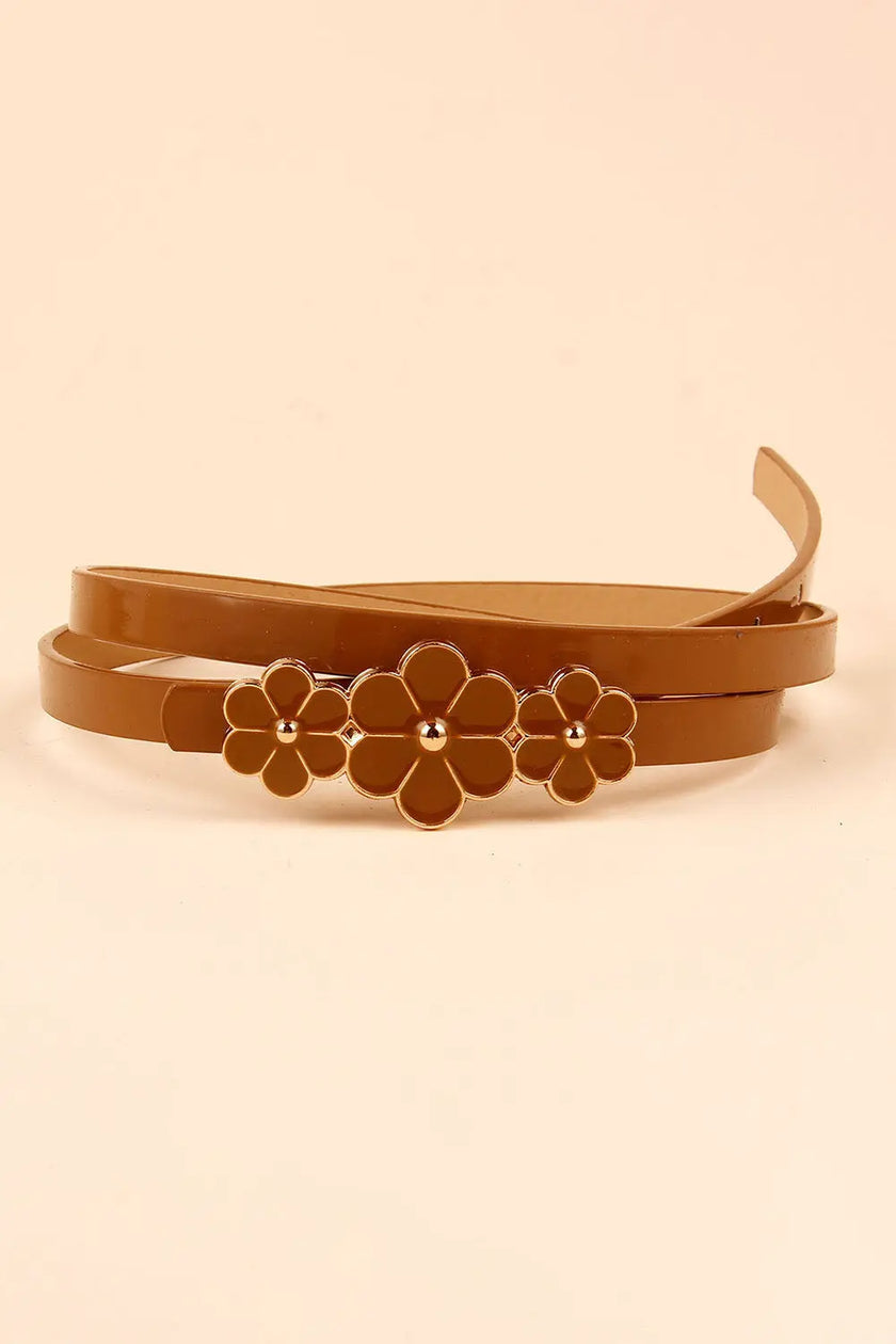 Flower Decor Skinny PU Belt  Style Ratio