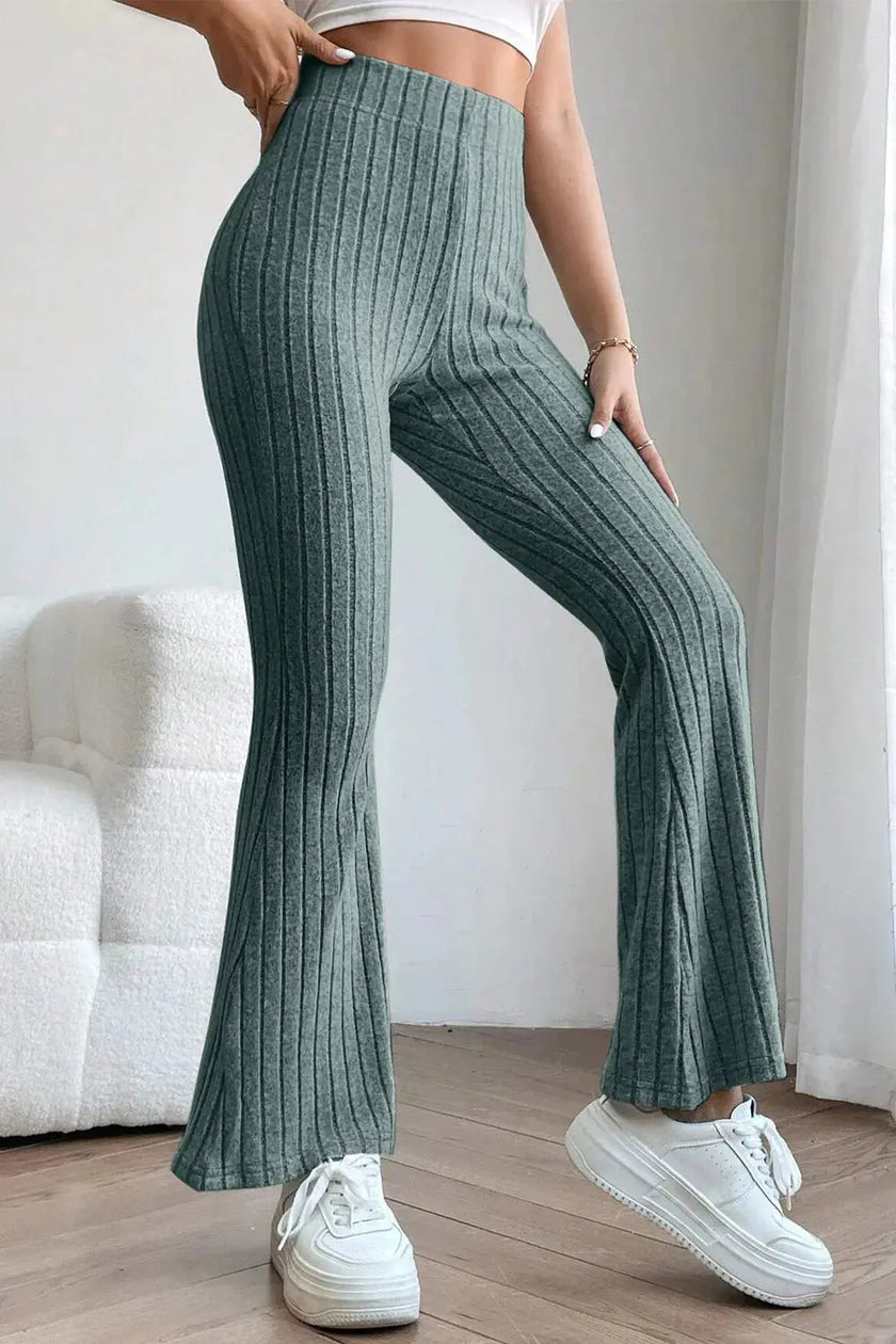Basic Bae Full Size Ribbed High Waist Flare Pants  Style Ratio