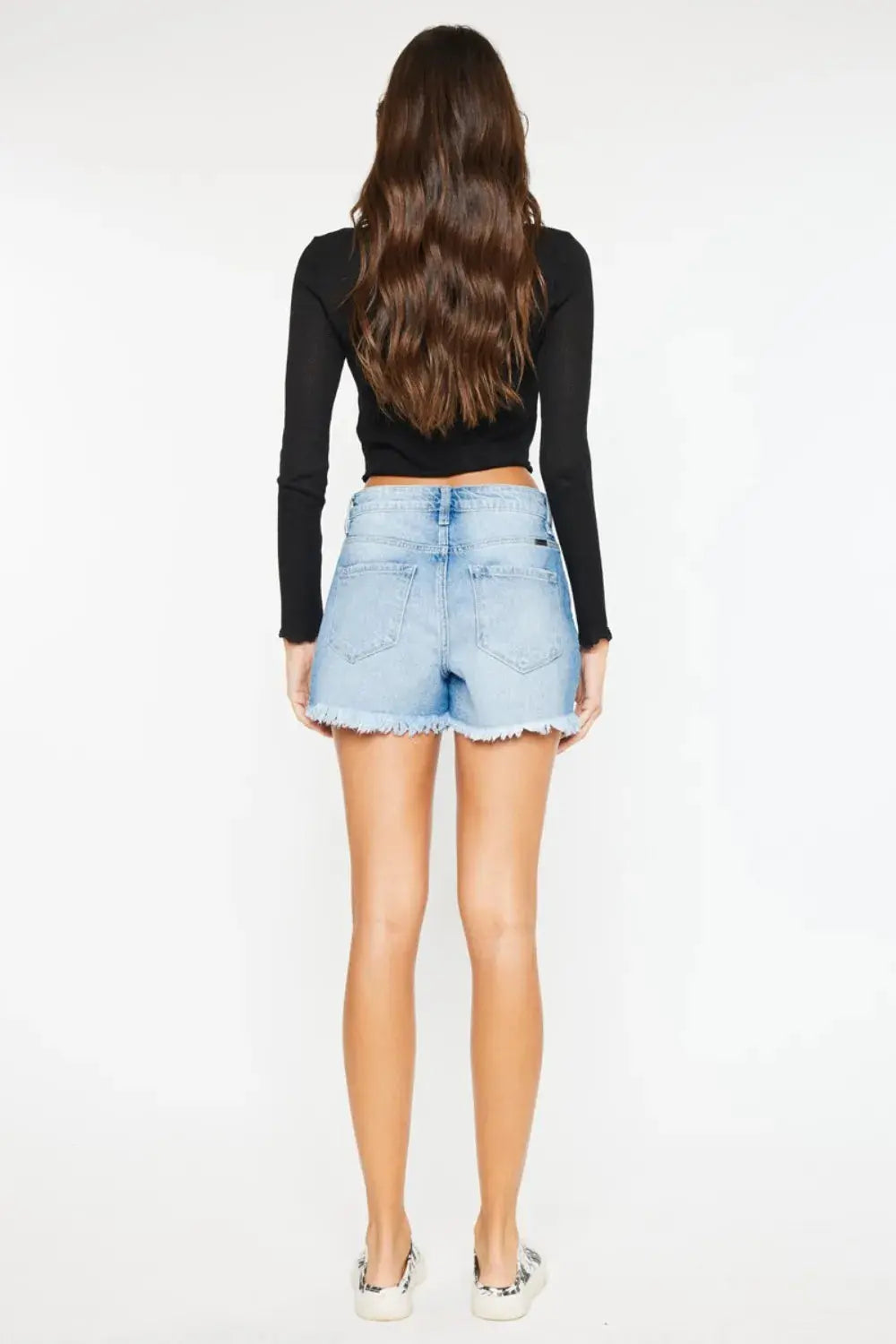 Kancan High Waist Frayed Denim Shorts  Style Ratio