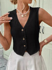 Textured Button-Front Vest  Style Ratio