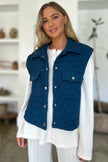 Double Take Full Size Pocketed Texture Snap Down Vest Coat  Style Ratio