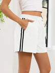 Striped Trim Drawstring Shorts  Style Ratio