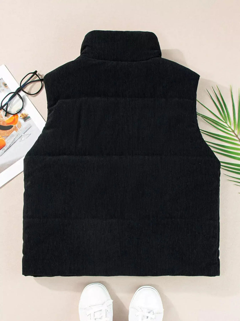 Corduroy Zip Up Vest Coat  Style Ratio