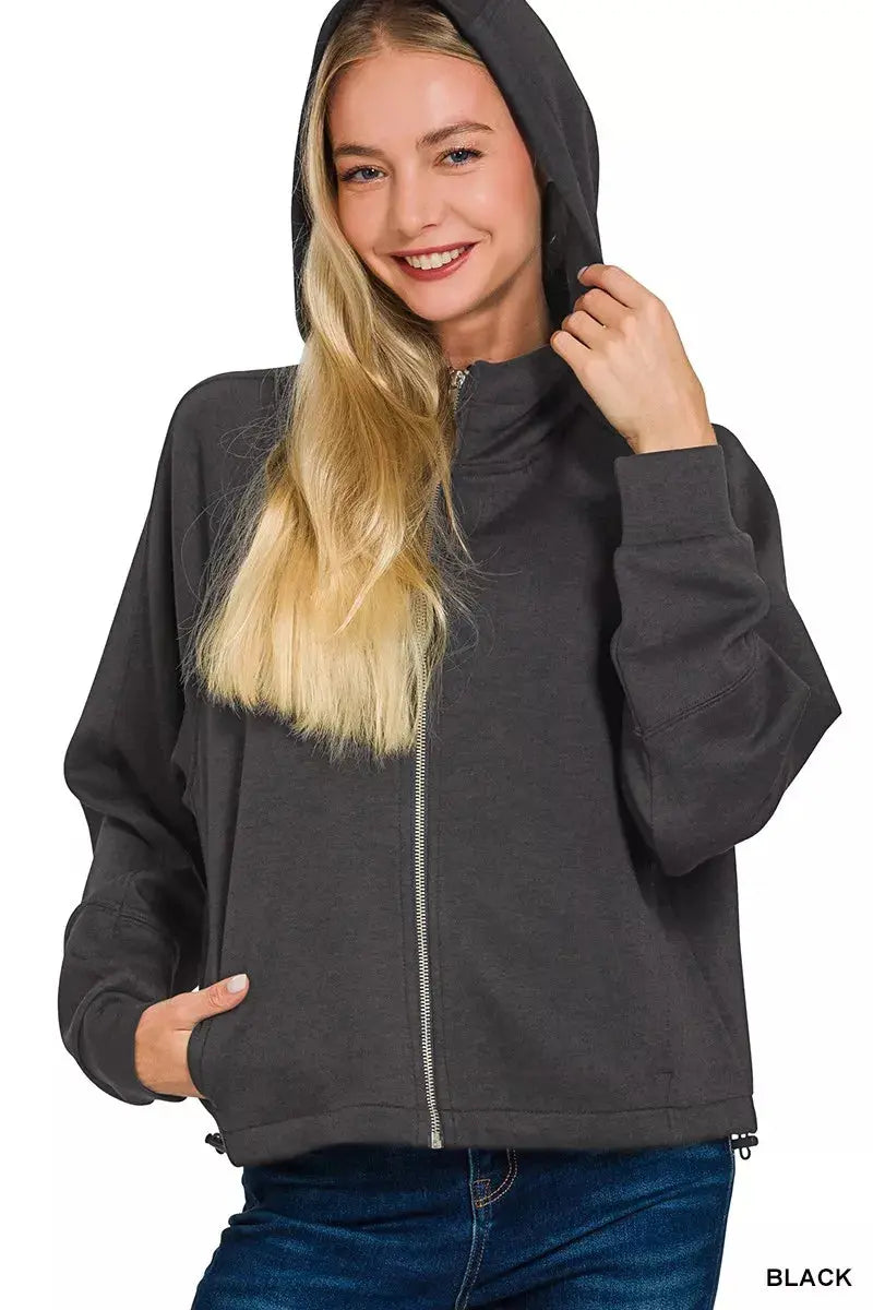 Zenana Soft Scuba Full Zip Hoodie  Style Ratio