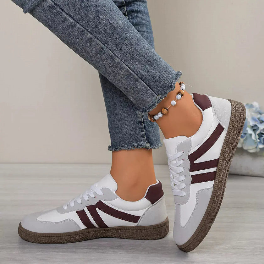 Striped Lace-Up Casual Sneakers  Style Ratio