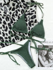 Textured Halter Neck Tie Side Bikini  Style Ratio