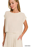 Zenana Woven Crinkle Gauze Crop Tee and Skirt Set  Style Ratio
