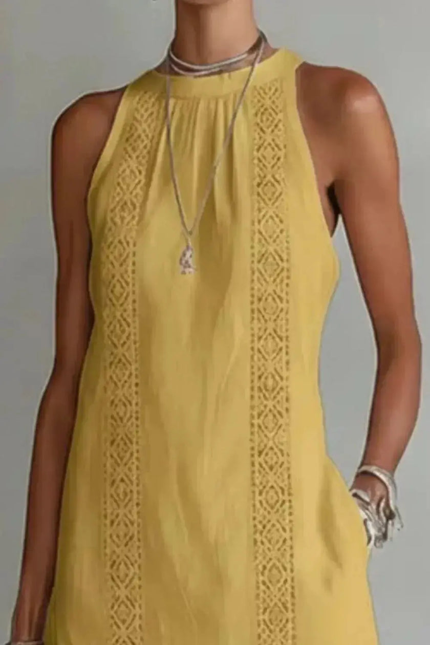 Sleeveless Side Slit Dress with Pockets  Style Ratio