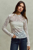 SO ME Lace 3d Effect Floral Layering Long Sleeve Top  Style Ratio