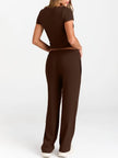 Round Neck Short Sleeve Shirt and Pants Loungewear  Style Ratio