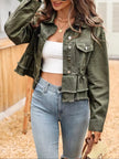 Ruffle Raw Hem Denim Jacket  Style Ratio