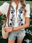 Embroidered Puff Sleeve Blouse  Style Ratio