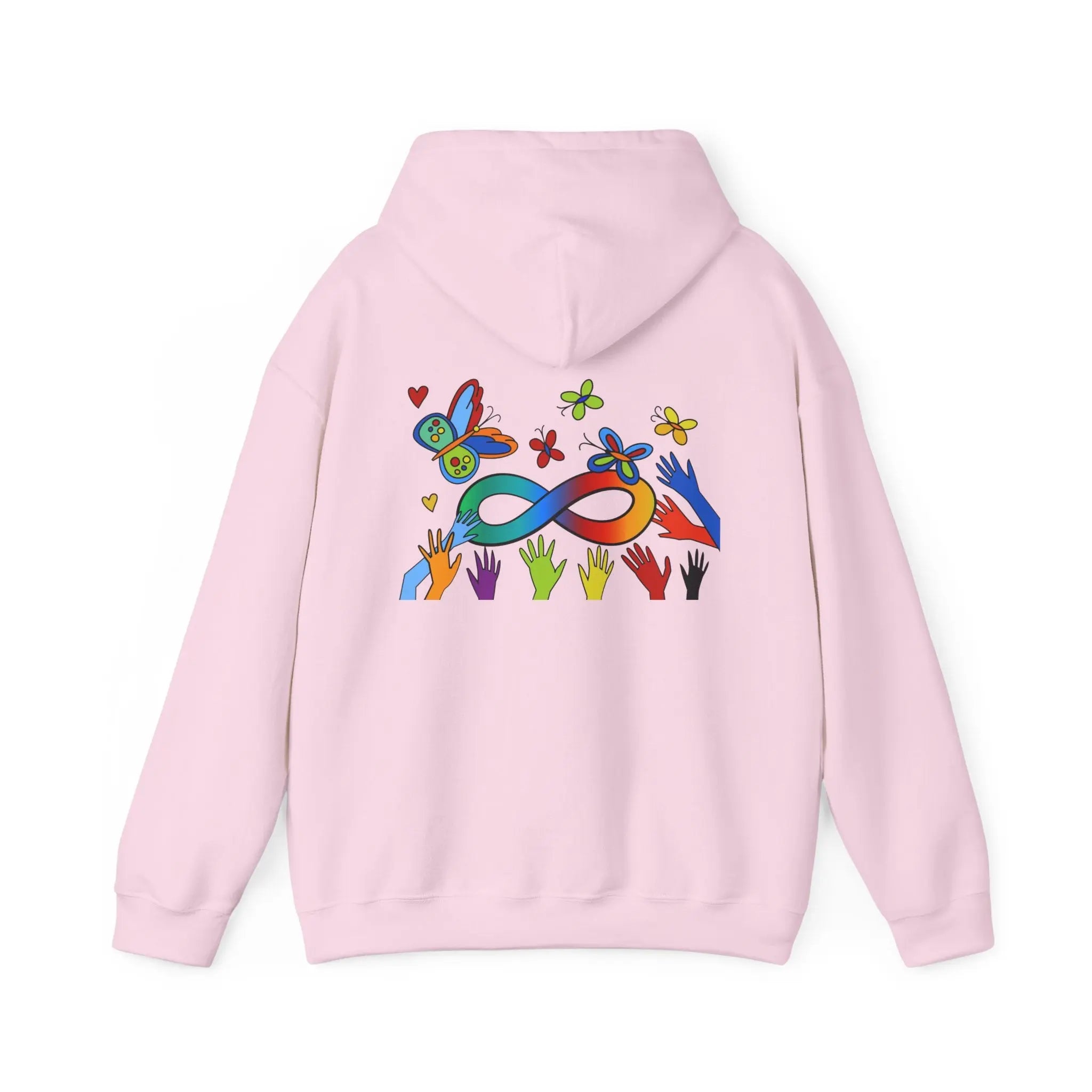 Neurospicy: Rainbow Infinity w/Butterfly Symbol —  Inclusion Hoodie  Style Ratio