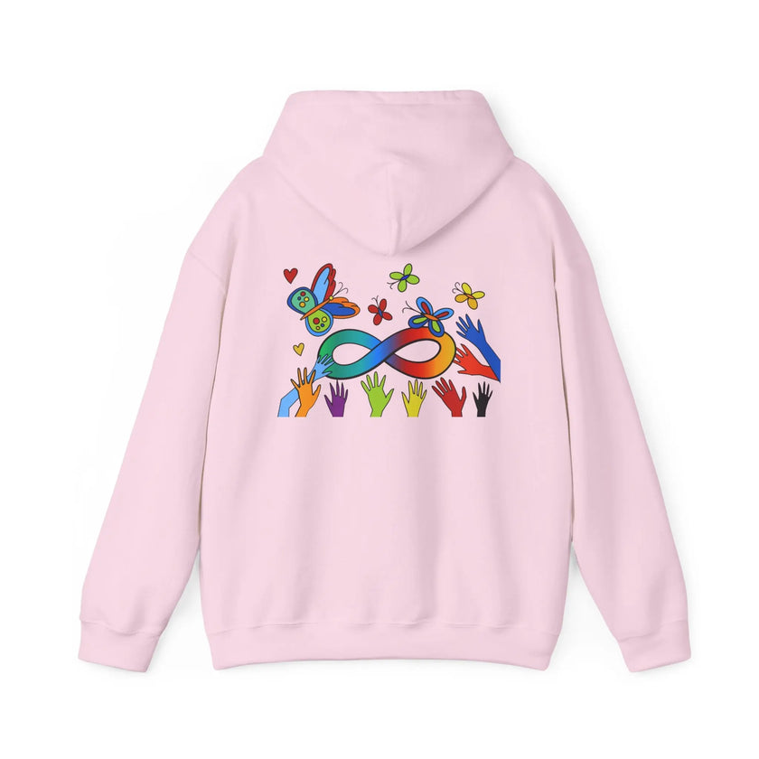 Neurospicy: Rainbow Infinity w/Butterfly Symbol —  Inclusion Hoodie  Style Ratio