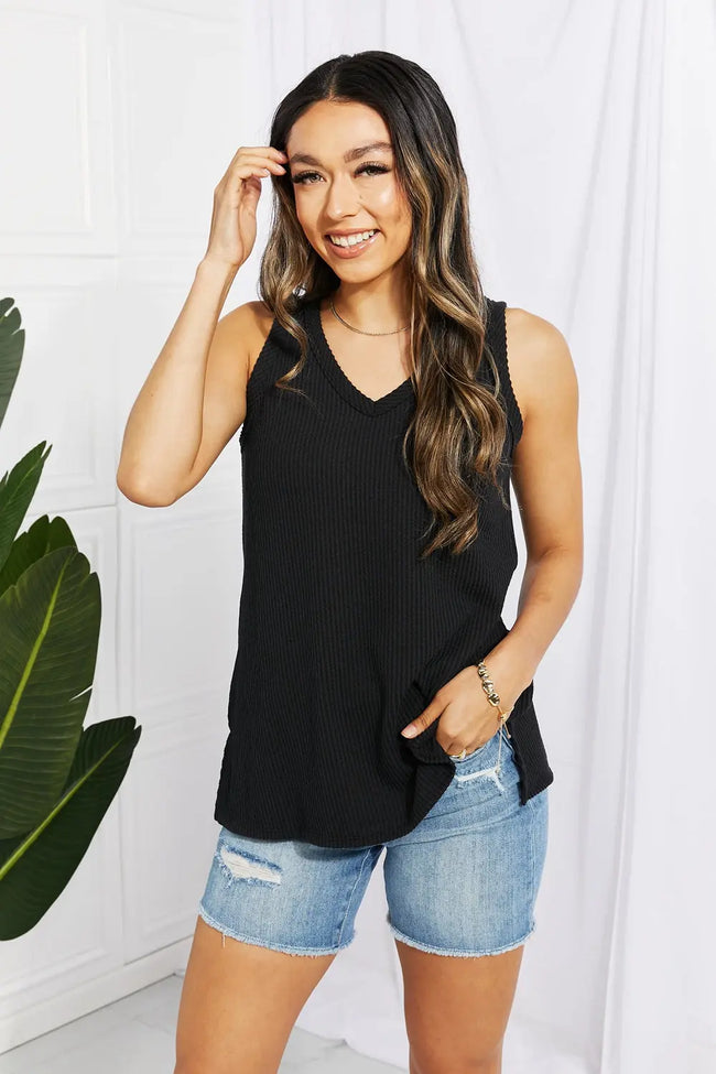 Blumin Ribbed V-Neck Tank  Style Ratio