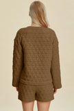 Double Take Texture Round Neck Long Sleeve Top and Shorts Set  Style Ratio