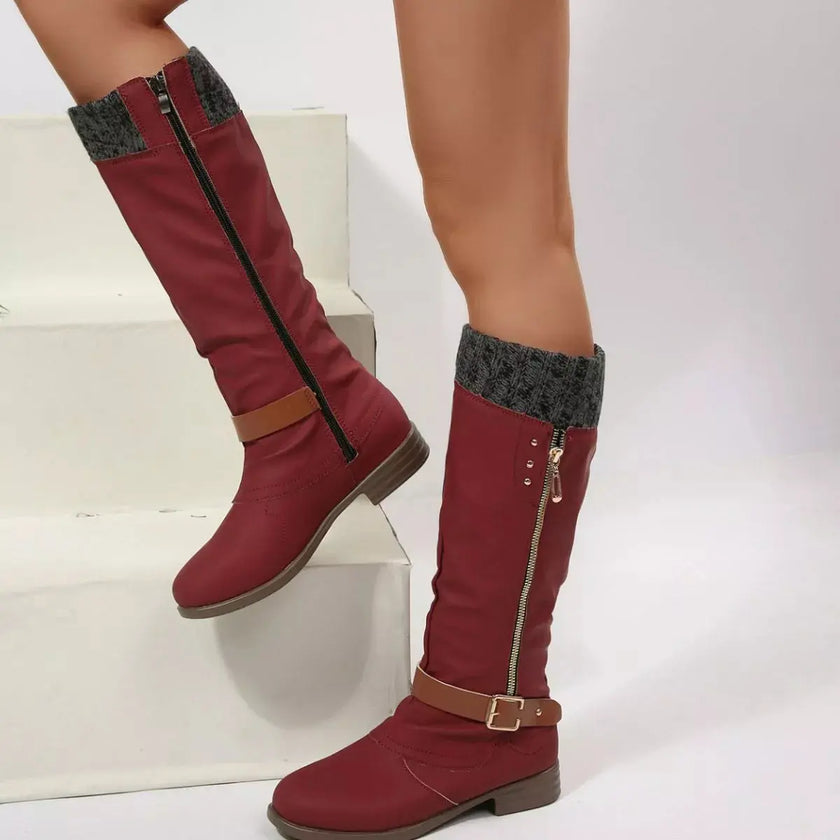 Round Toe Block Heels Boots  Style Ratio