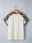 Leopard Print Raglan Short Sleeve Shirt  Style Ratio