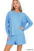 Zenana Soft Melange Long Sleeve and Shorts Loungewear  Style Ratio