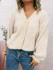 Fuzzy Button-Up Long Sleeve Cardigan  Style Ratio
