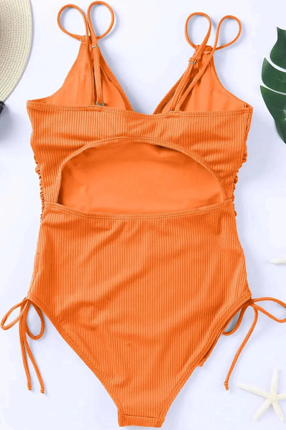 Drawstring Plunge One-Piece Swimwear  Style Ratio