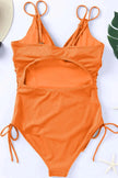 Drawstring Plunge One-Piece Swimwear  Style Ratio