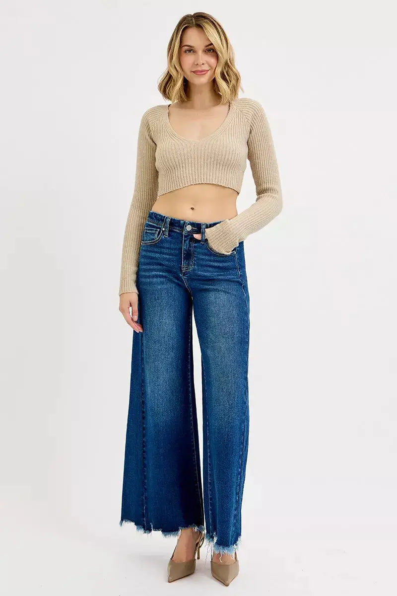 RISEN Full Size High Rise Ankle Wide Jeans  Style Ratio