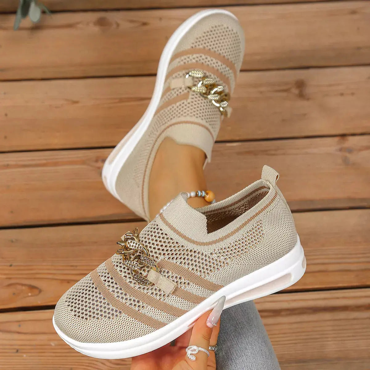 Round Toe Mesh Slip-Ons  Style Ratio