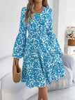 Floral Print Smocked Ruffle Hem Flared Sleeve Dress  Style Ratio