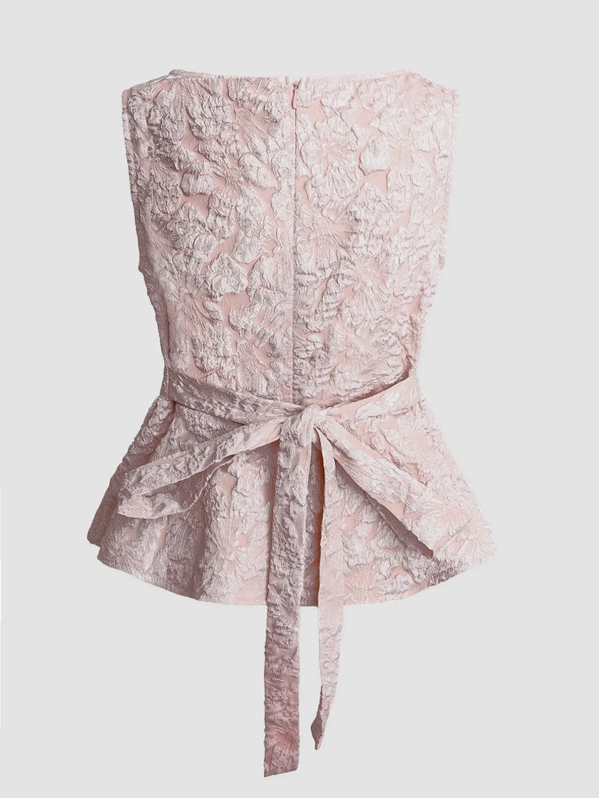 Floral Jacquard Peplum Tank Top  Style Ratio