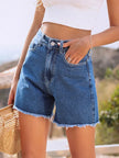 Raw Hem High Waist Denim Shorts  Style Ratio