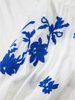 Floral Embroidered Tie Neck Blouse  Style Ratio
