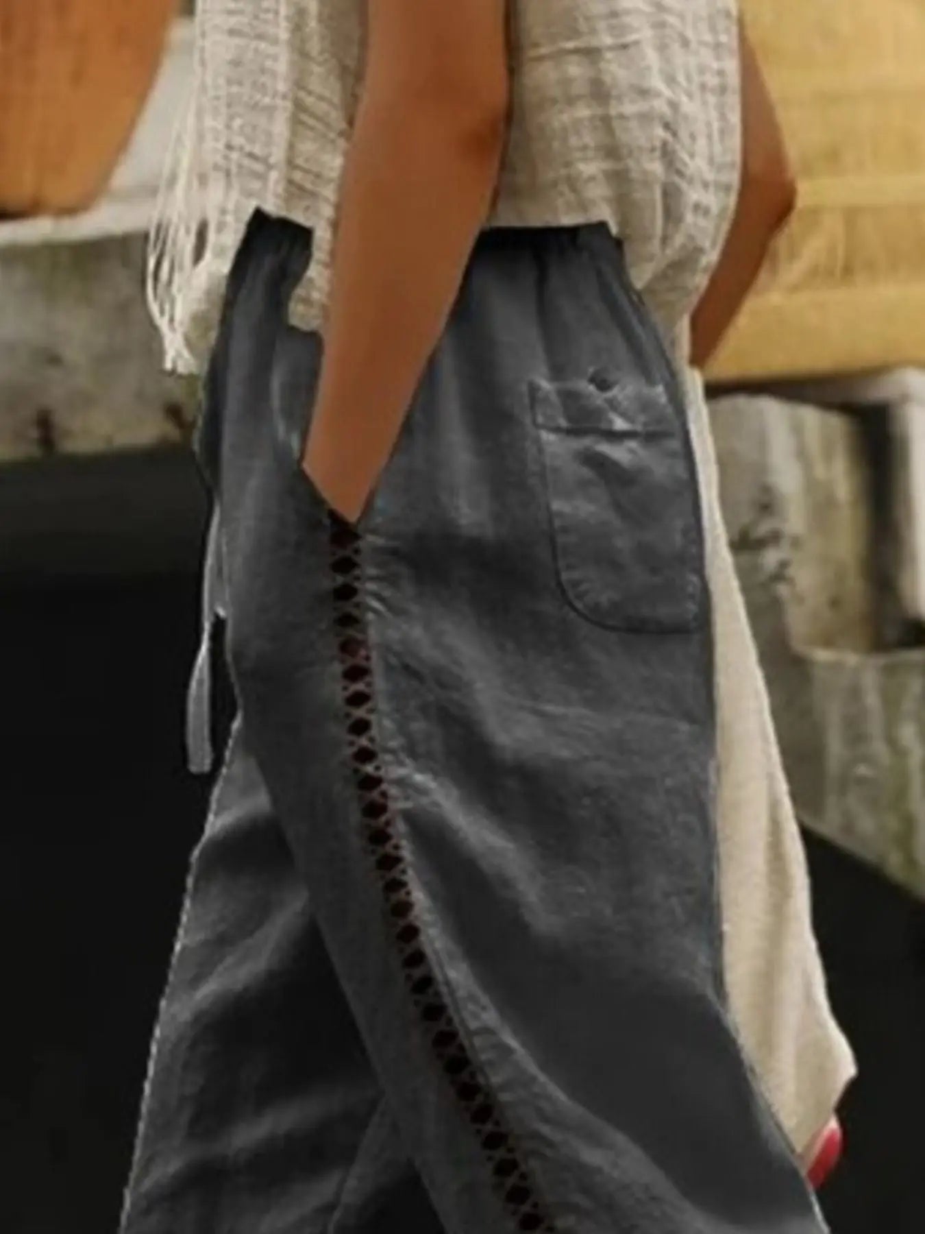 Hollow Out Trim Cropped Pants  Style Ratio