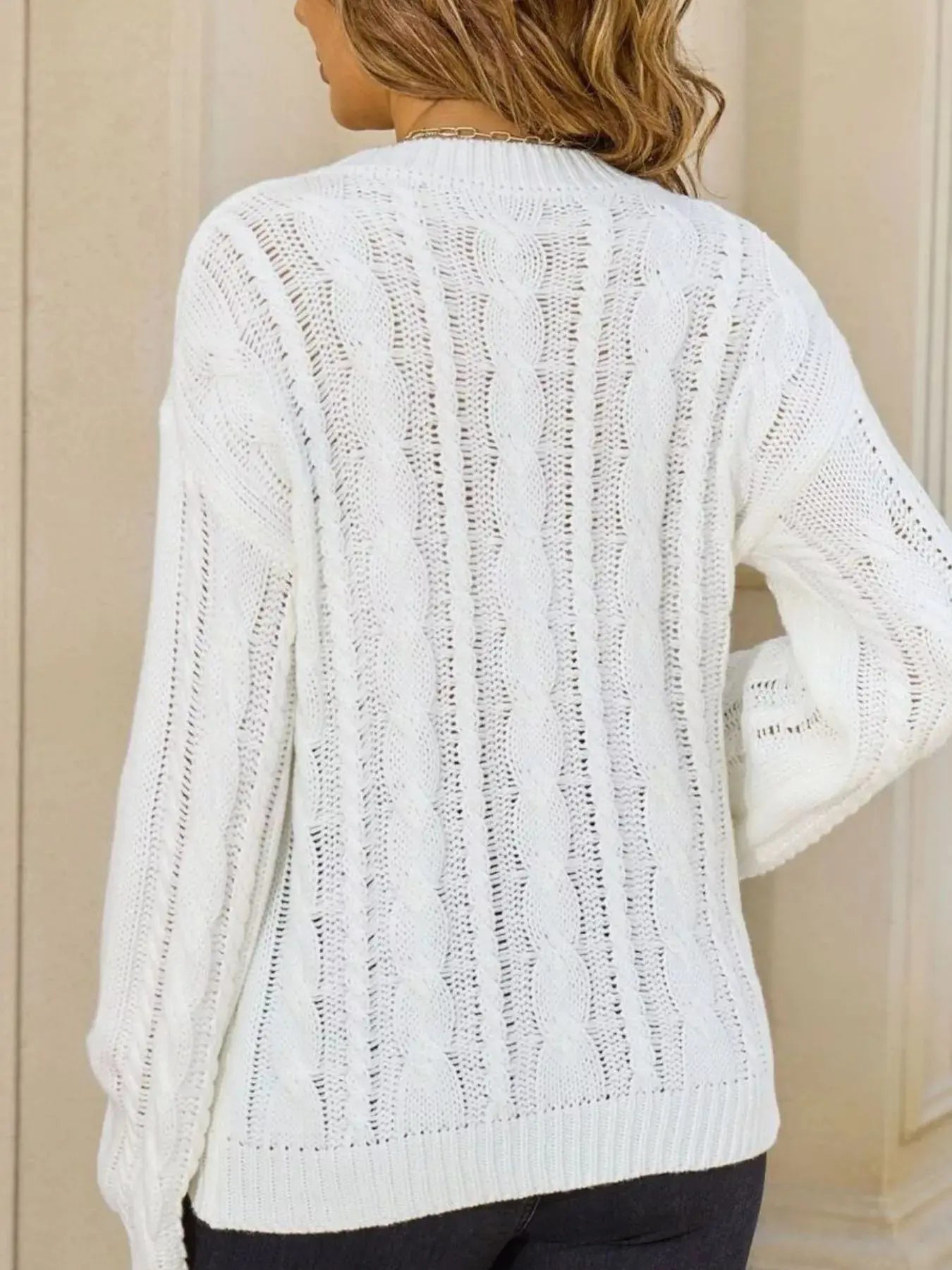 Cable Knit Long Sleeve Knit Top  Style Ratio