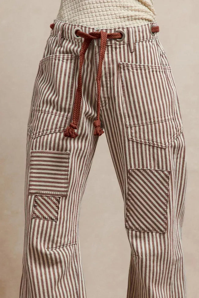 BiBi Drawstring Striped Twill Barrel Pants  Style Ratio