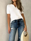 Textured Short Sleeve Knit Top  Style Ratio