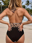 Full Size Leopard Halter Neck One-Piece Swimwear  Style Ratio