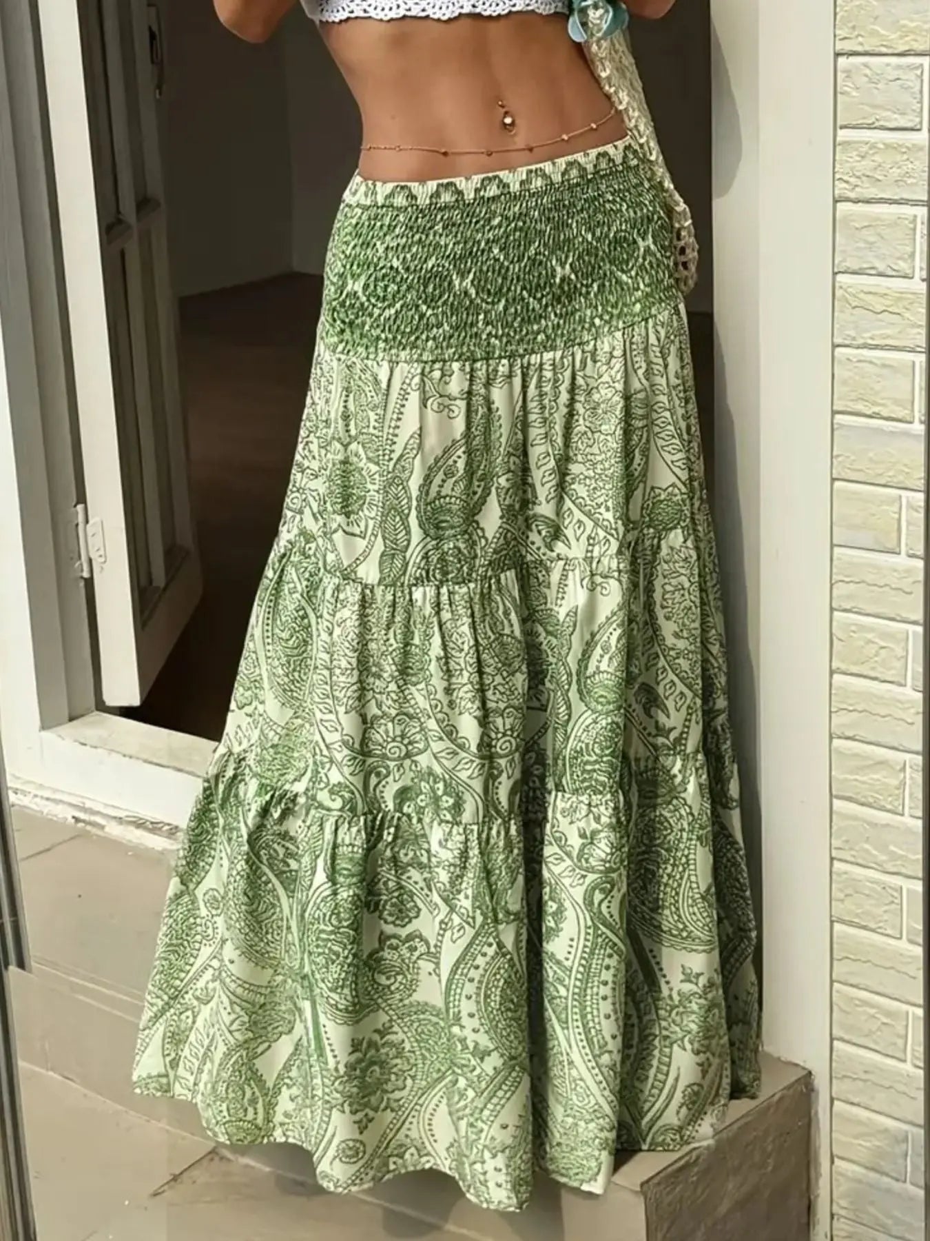 Paisley Print Maxi Skirt  Style Ratio