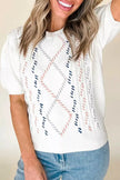 Cable Knit Short Sleeve Sweater  Style Ratio