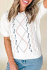 Cable Knit Short Sleeve Sweater  Style Ratio