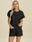 Double Take Full Size Texture T-Shirt and Shorts Set  Style Ratio