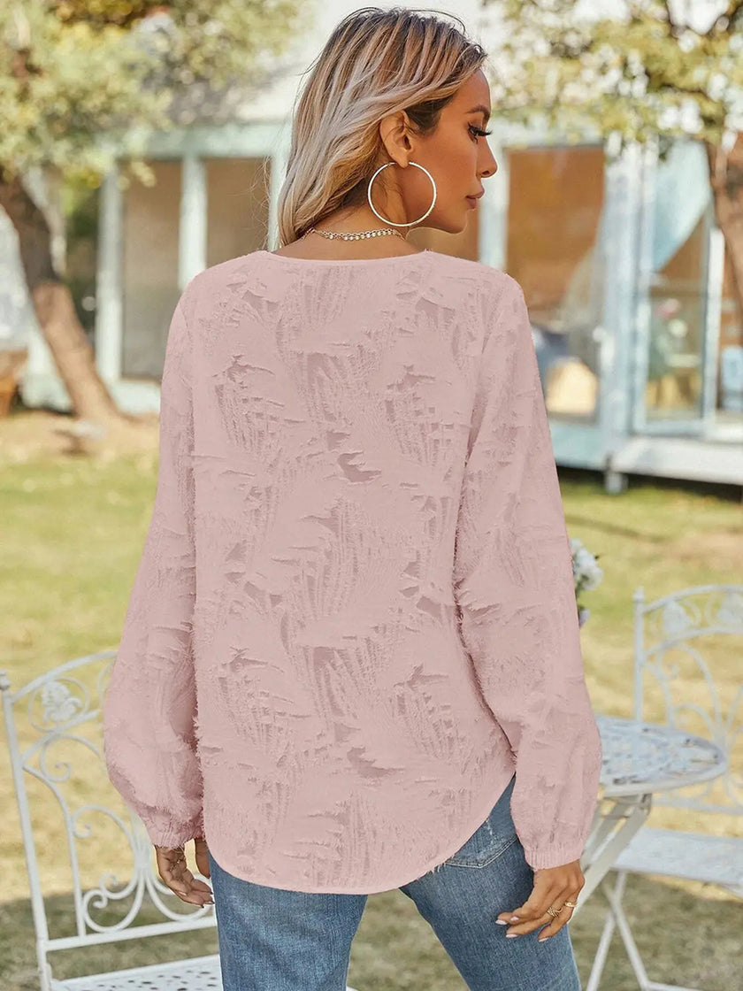 V-Neck Long Sleeve Blouse  Style Ratio