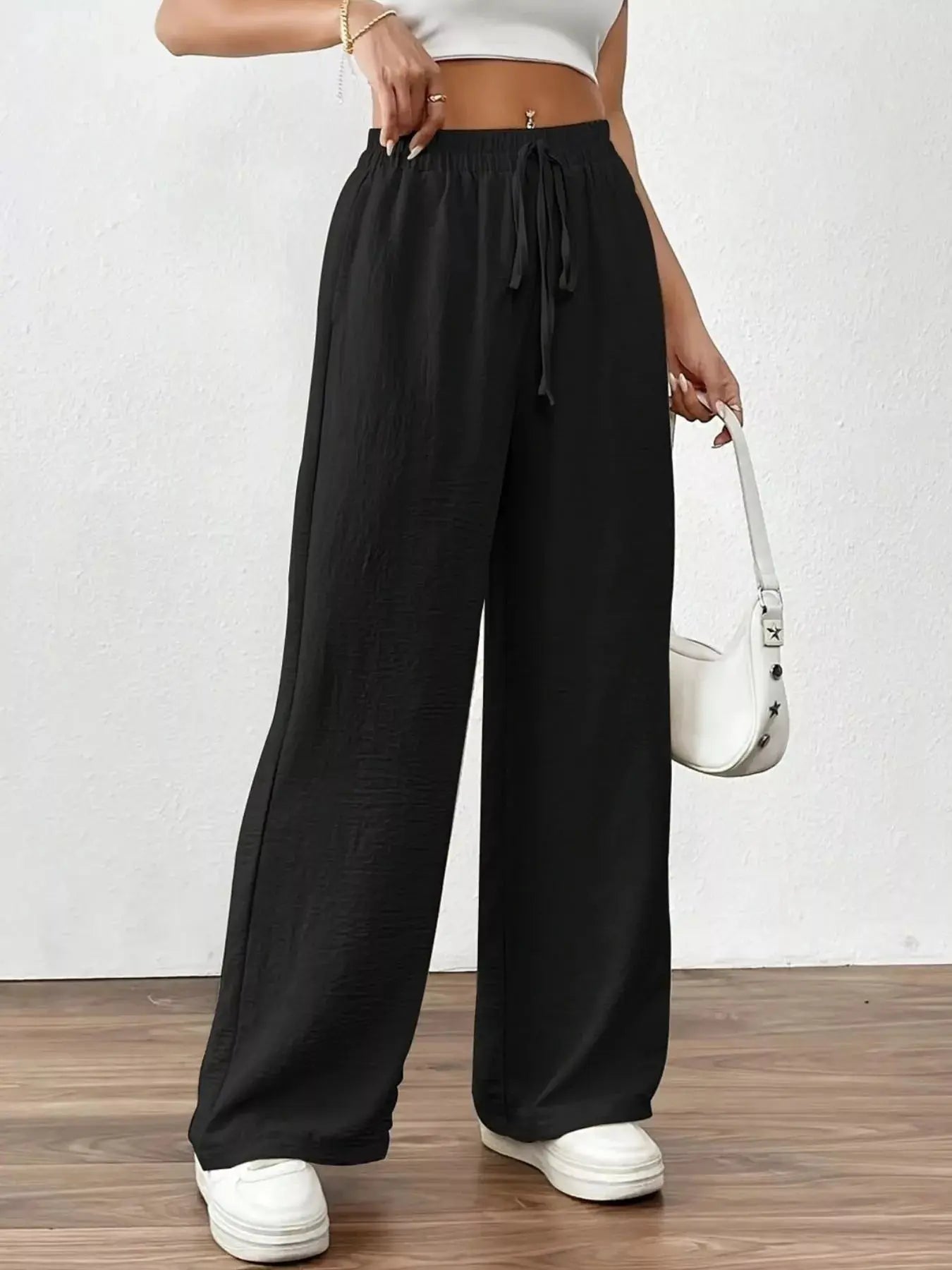 Casual Drawstring Wide Leg Pants  Style Ratio