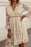 Lace V-Neck Three-Quarter Sleeve Dress  Style Ratio