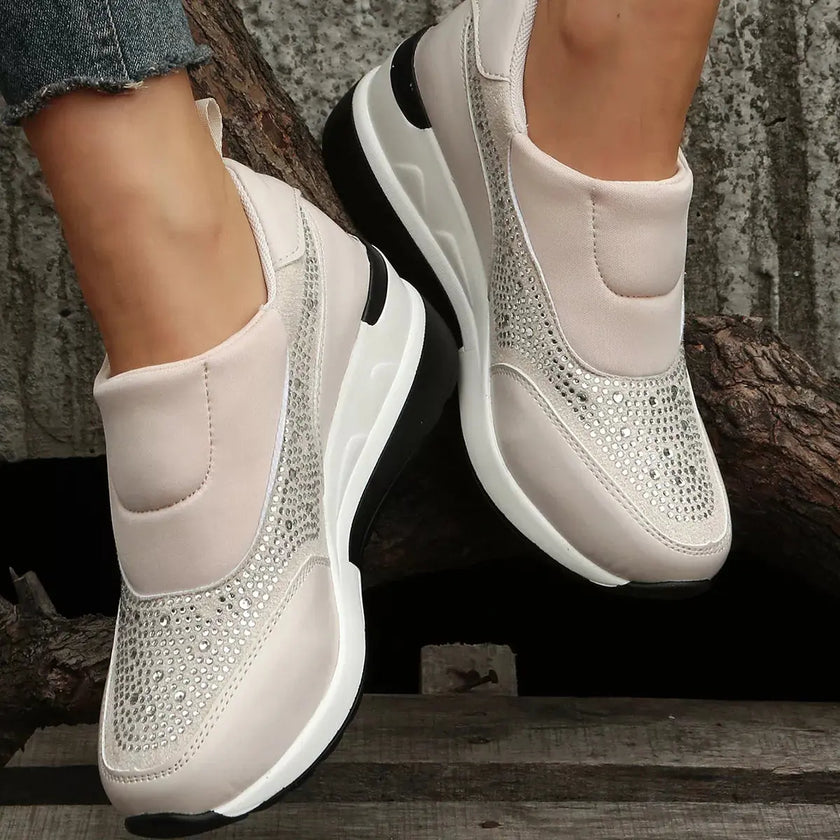 Rhinestone Embellished Wedge Sneakers  Style Ratio