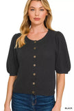 Zenana Puff Sleeve Wool Sweater Cardigan  Style Ratio
