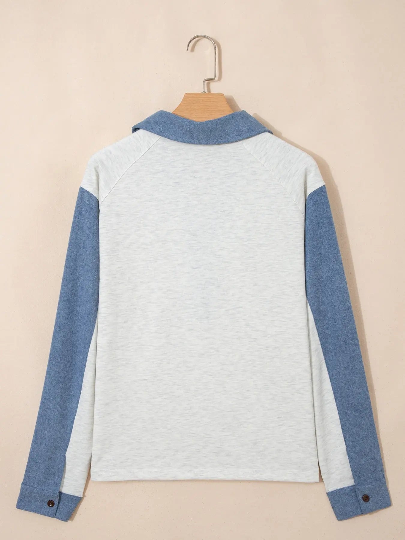 Color Block Button Detail Long Sleeve Shirt  Style Ratio